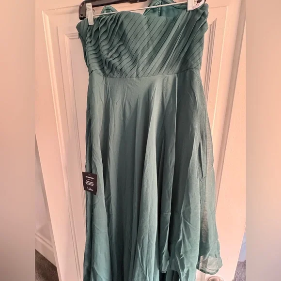 Lulus Revered Elegance Emerald Green Pleated Strapless Maxi Dress NWT - Picture 5 of 7